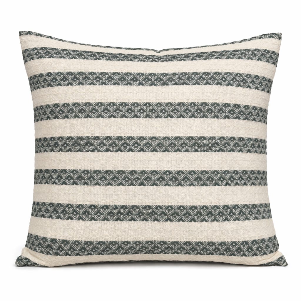 Decorative Stripe Cushions- Green Colour - 100% Cotton