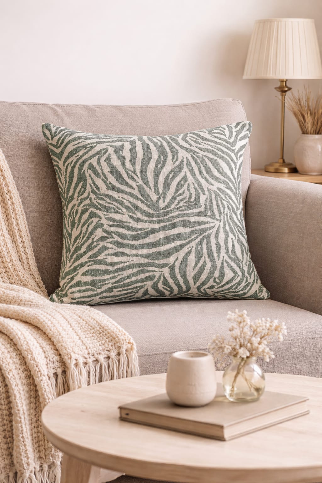 Decorative Jacquard Cushion- Green Colour - 100% Cotton~ Filled Cushion Online in UAE