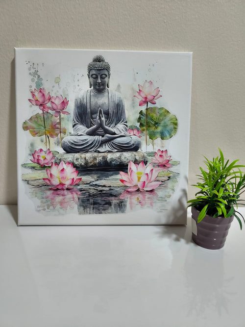 Budhha Wall Sticker on Canvas - 30 x 30cm