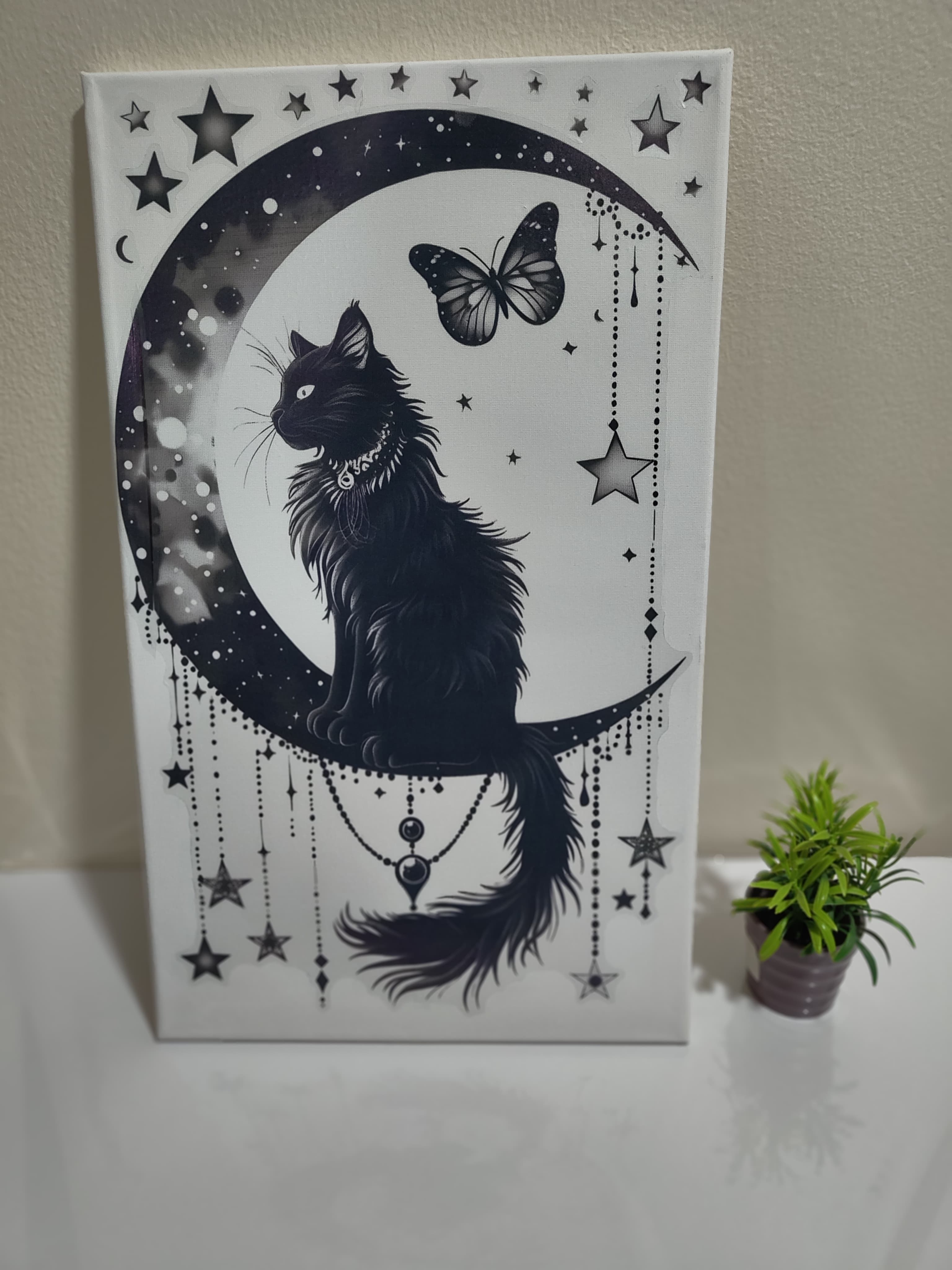 Cat Wall Sticker on Canvas - 50 x 30 cm