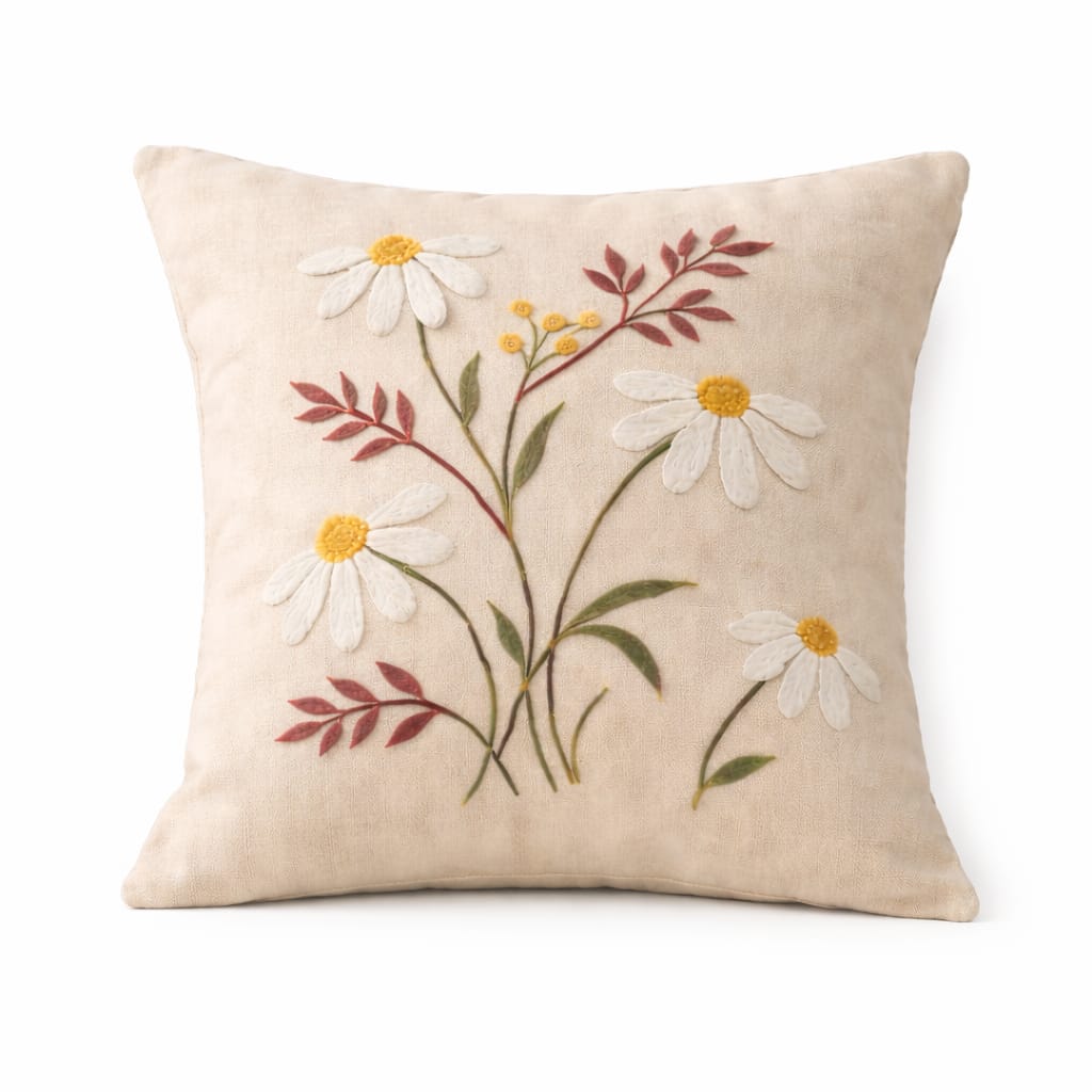 Beautiful Embroidery Floral Cushions - Linen Blend with Insert/Pillow