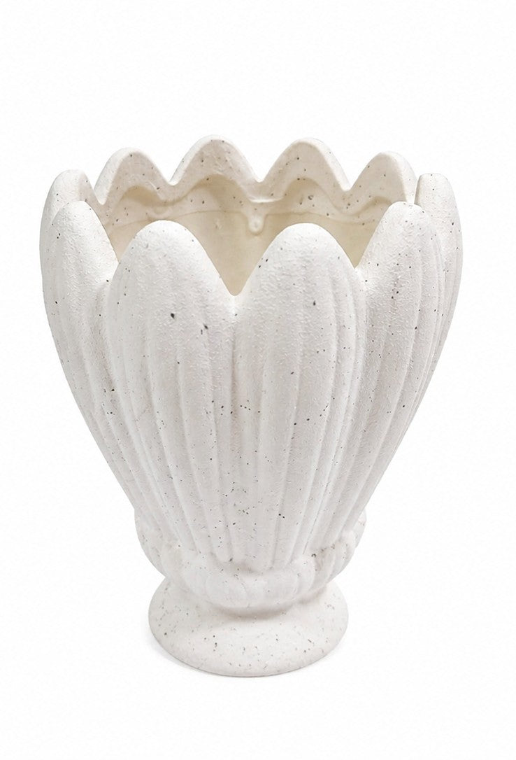 Decorative Ceramic Flower Vase – 20 cm Height, Textured Design for Living Room & Table Décor