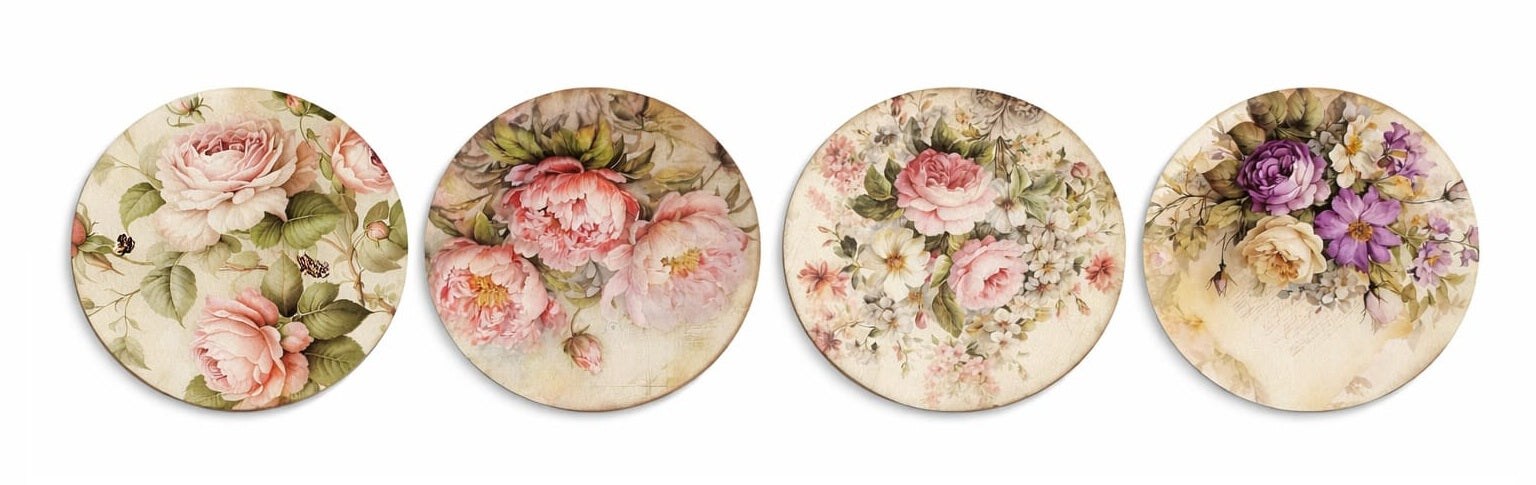 Classic Floral Coasters, Set of 4 (ST1)